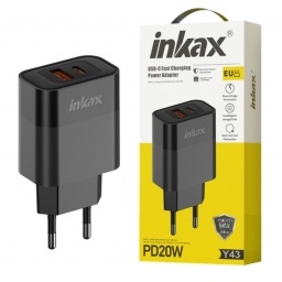 Cargador Inkax USB-A+C 20W+18W negro