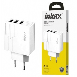 Cargador Inkax 3xUSB-A 28W 2.1A blanco
