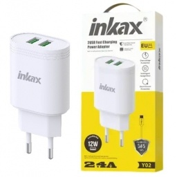 Cargador Inkax 2xUSB-A 12W 2.4A blanco