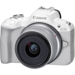 Camara Canon R50 Mirrorless + Lente 18-45mm blanca