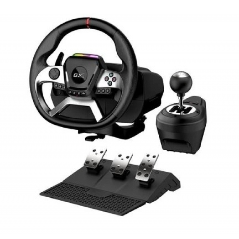 Volante Genius SpeedMaster X5 con vibracion, pedales y cambios